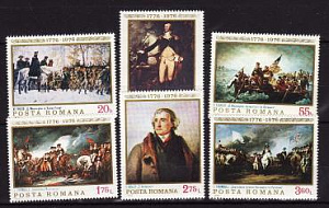 Румыния, 1976, 200 лет США, Живопись, 6 марок Румыния, 1976, 200 лет США, Живопись, 6 марок